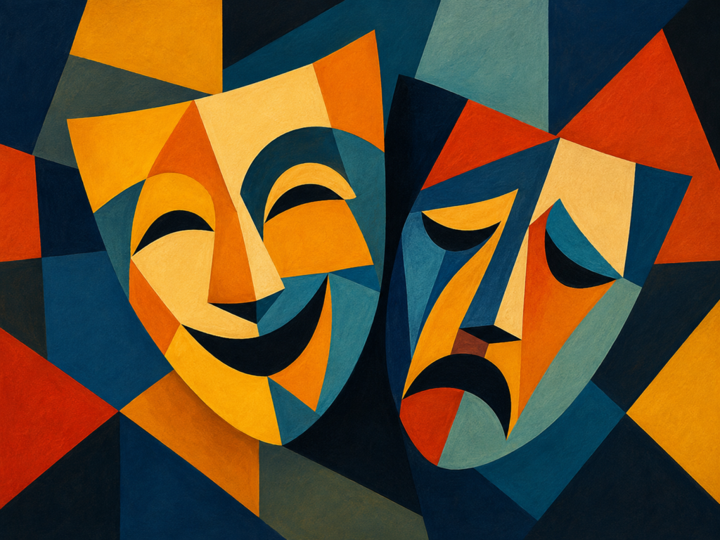 Colorful theater masks representing theater and drama